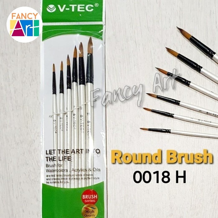 

[[ JS - BEST SELLER ]] V-TEC Round Brush 0018H set 6 / Kuas Lukis