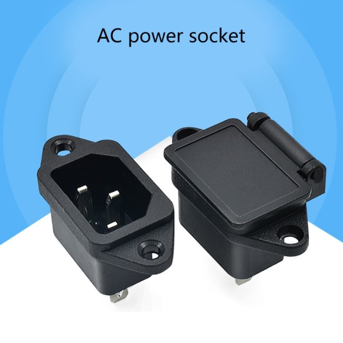 Socket AC Power Soket Komputer 3 Kaki Plus Lubang Baut