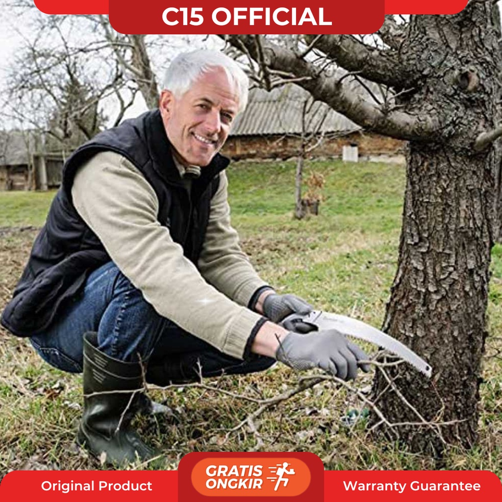 C15 Gergaji Kayu Ranting Bonsai Garden Curved Pruning Saw 35cm Plat Baja Carbon
