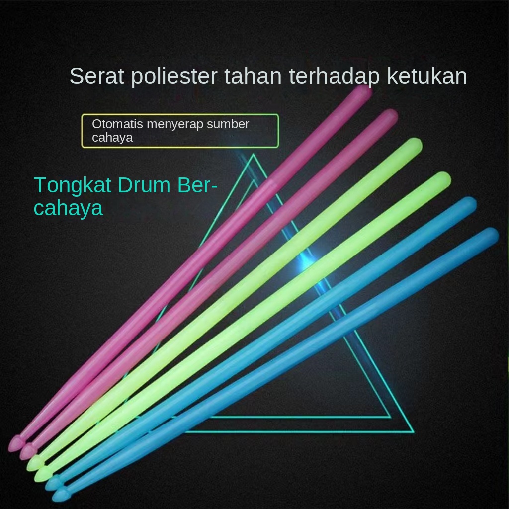 Stick Drum Glow In The Dark aksesoris drum Alat Musik Stik Drum Ukuran 5A Stick Drum/Stick Drum  Glo