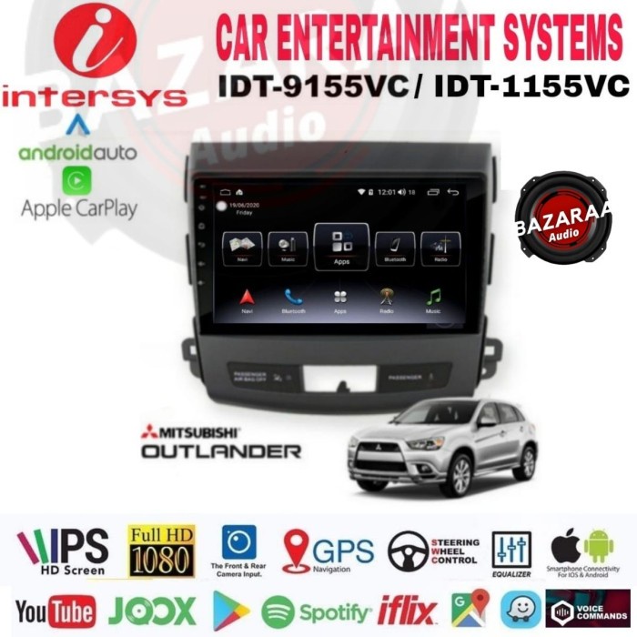 Head Unit Android INTERSYS 9 Inch OUTLANDER 2008 - 2012 + Socket PNP