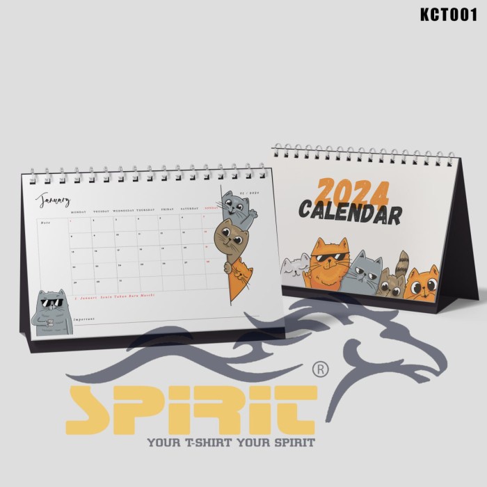 

calender lucu kucing 2024 kalender estetik hiasan meja - Linen Duplex
