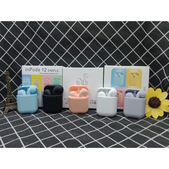 Inpods 12 TWS Wireless I12 Macaron Earphone Bluetooth 5.0 - Merah Muda Grosir