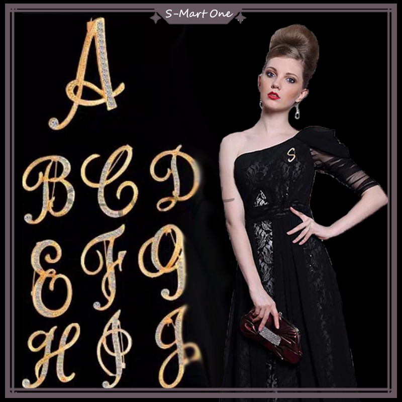 Bros Huruf Gold /Bros Huruf Abjad Motif Latin /Bros Inisial Nama/Bros Mode Huruf Warna Gold/ Bros Pe