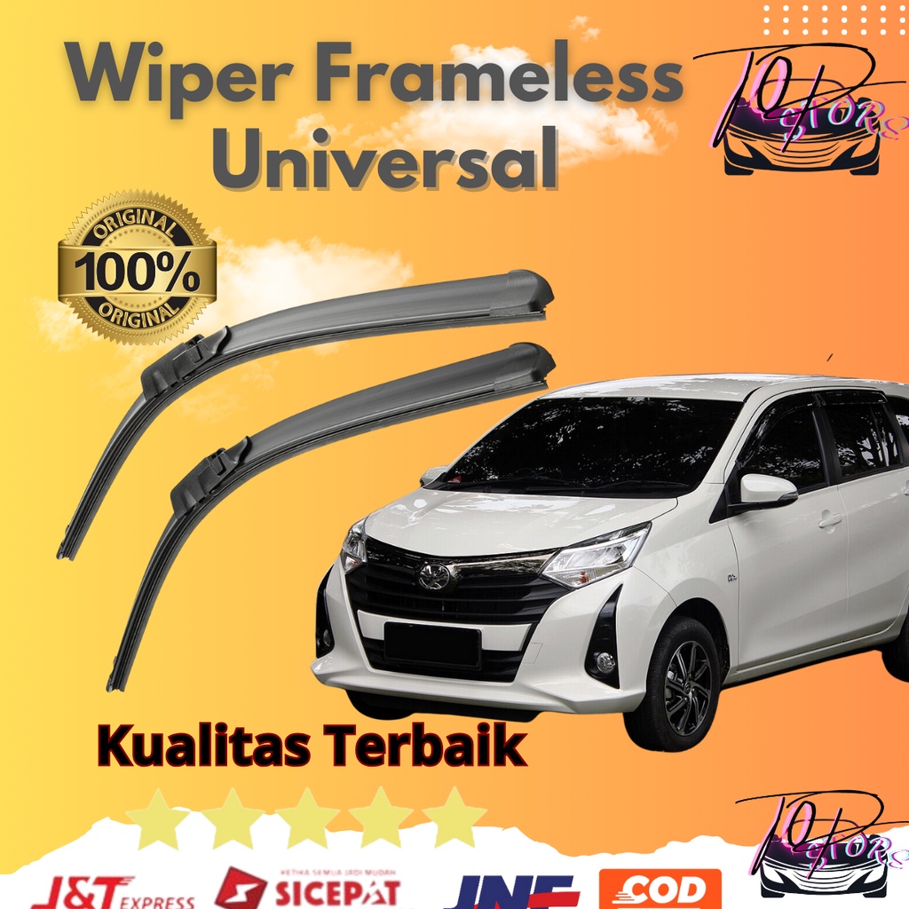 (BISA COD) Wiper Calya Sigra Sapuan Kaca Mobil Model Frameless Banana Karet 1 Set Ori Variasi Wiper 