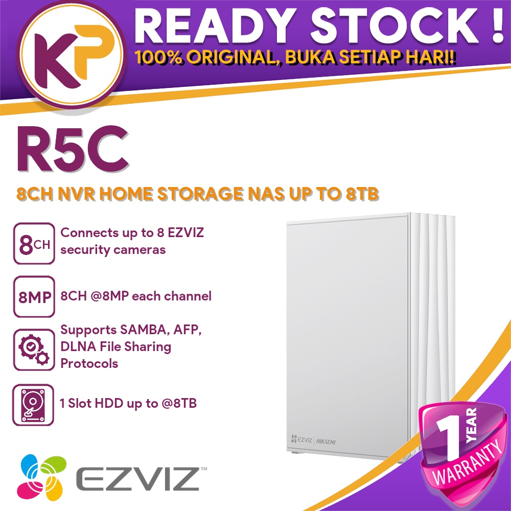 EZVIZ R5C 8CH HIKSEMI NVR HOME STORAGE NAS UP TO 8TB GARANSI RESMI