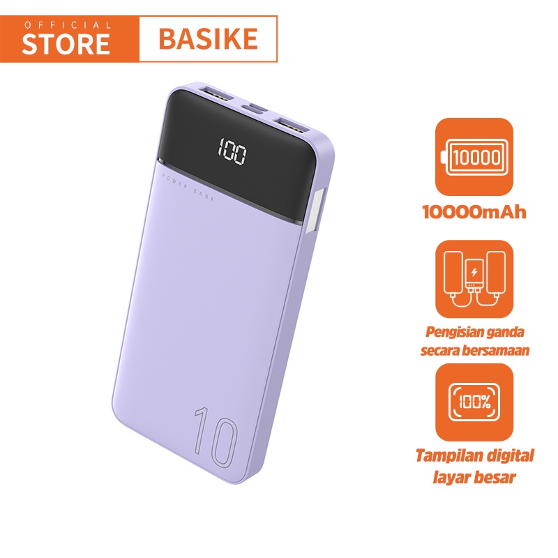 COD BASIKE Powerbank 20000 mah Fast Charging Dual USB LED Power Bank 10000 mAh Murah Lucu Mini Ori