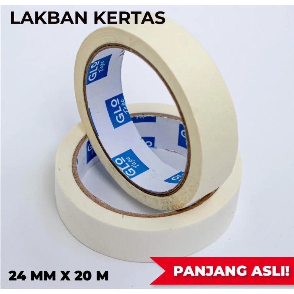 

Lakban Kertas Glotape 1" 24mm x 20meter Putih/ Masking Tape (M-W2420) 1 Pcs