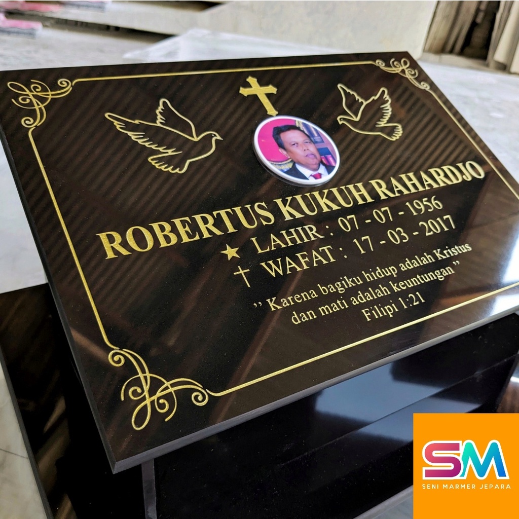 Seni Marmer - Batu Nisan Kristen Foto 40x30 Cm