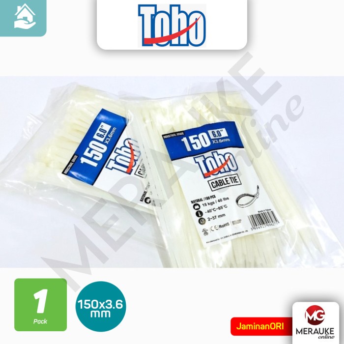 

TOHO Cable Ties / Kabel Tis Pengikat Putih 150x3.6mm