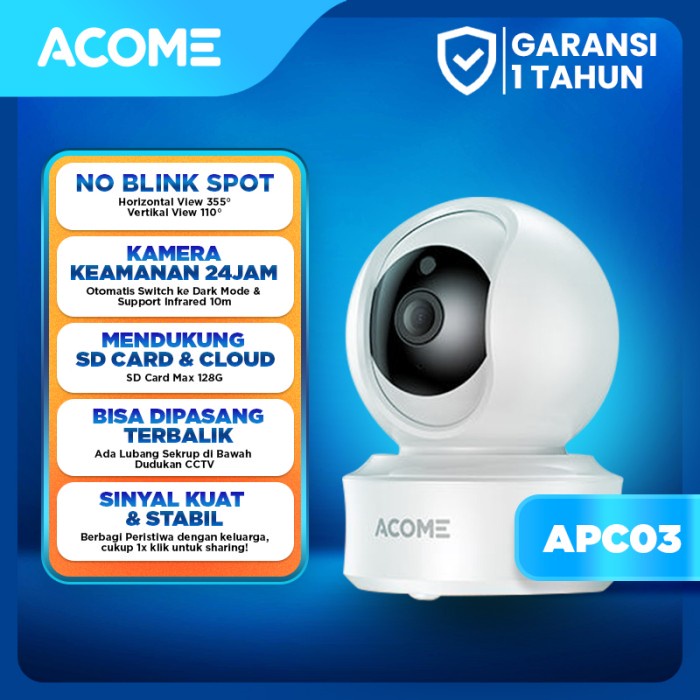 Smart CCTV ACOME IP FULL HD 1080P Kamera Dalam Ruangan APC03