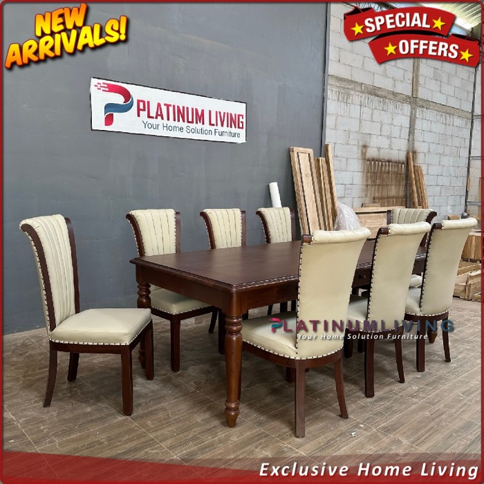 Meja Makan Jati Klasik Mewah Kursi 8 Kursi Meja Makan Jati Grade A Indonesian Furniture