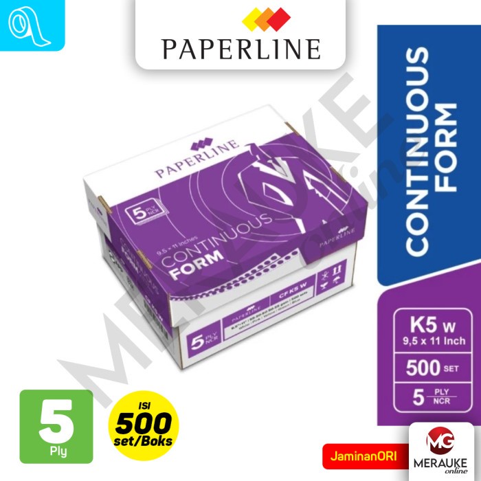 

Continuous Form Paperline 5 Ply K5 P/W (500 set per Box)