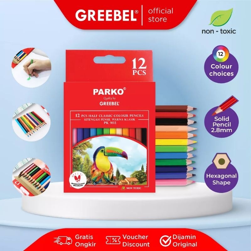 

(Harga Per 12 Pcs) Pensil Warna Half 12Warna Parko 902E