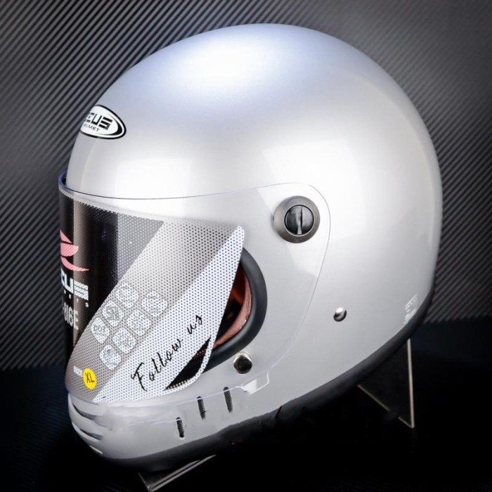 HELM ZEUS ZS816E SOLID SILVER GLOSSY - RETRO CLASSIC - M