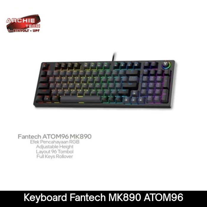 Keyboard Fantech ATOM96 MK890 Grey Mechanical Gaming - Blue Switch