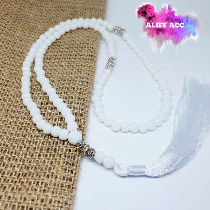 TASBIH BATU GIOK PUTIH 99 BUTIR 6 MM