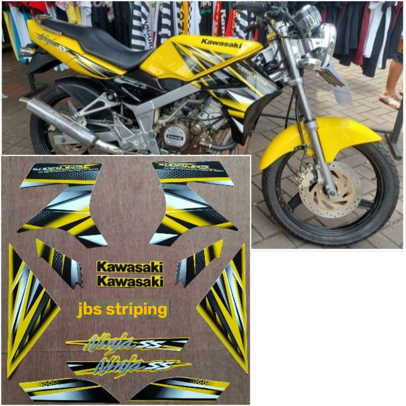 Stiker ninja ss Striping Kawasaki Ninja SS kuning tahun 2013 lis body ninja ss