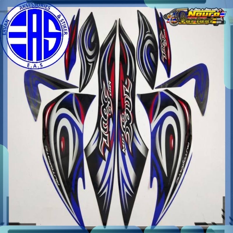Stiker striping yamaha mio soul 2008 2009 hitam biru stiker motor  kualitas  bagus