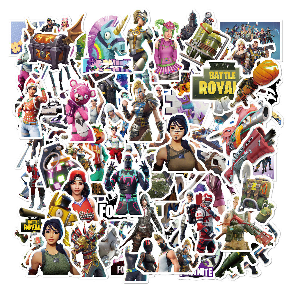 

50pc Cartoon cool Fortnites Stickers Toys Waterproof Sticker Luggage Skateboard Guitar Laptop Stikers Kid Toy