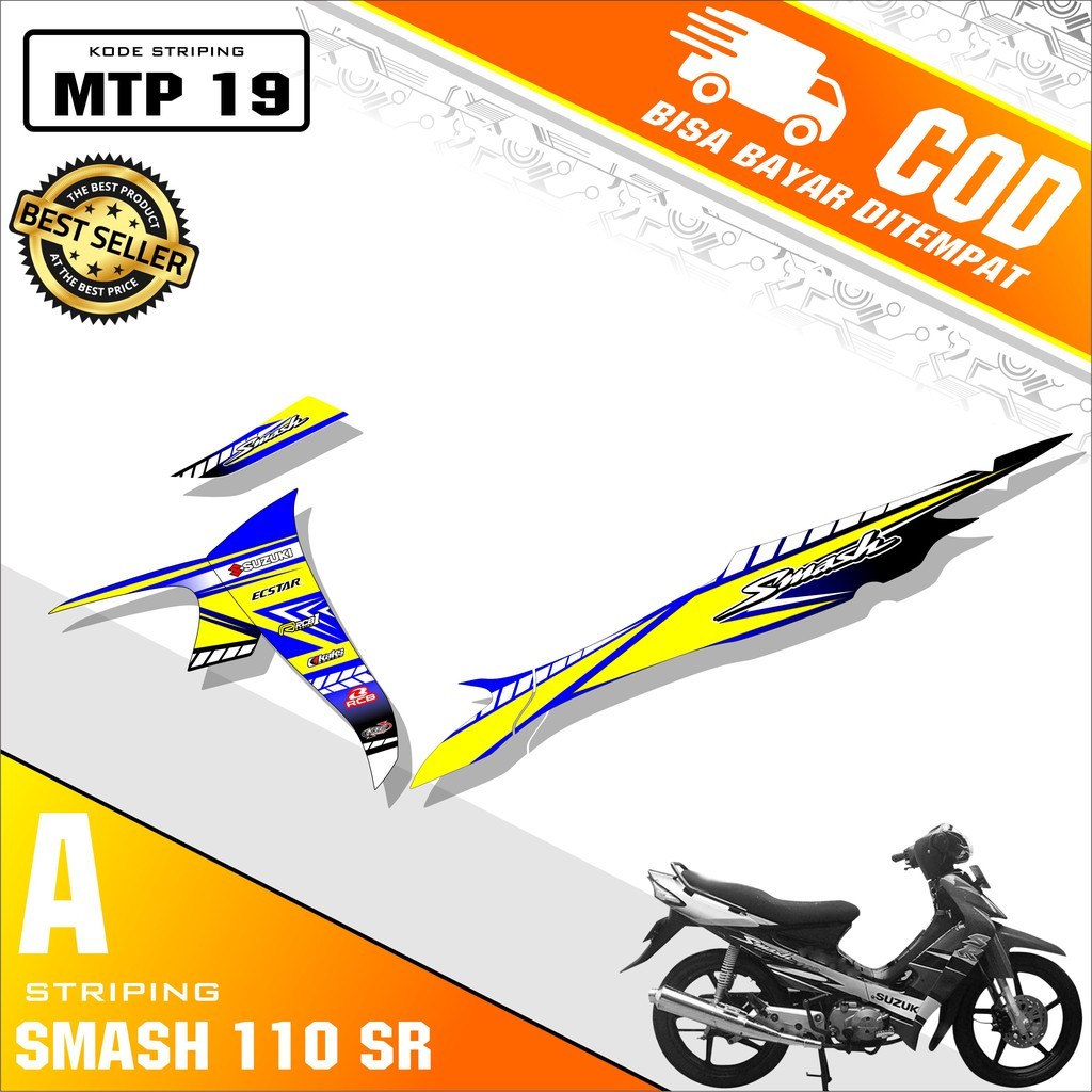 (ANTI GORES) Sticker Striping Smash 110 SR-Stiker Variasi Suzuki Smash New Semi Full Desain Racing19