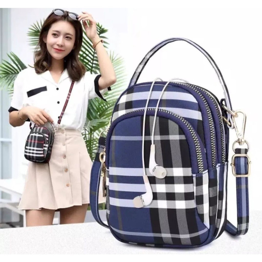 Tas Wanita Terbaru 2021 Tas Selempang Wanita Mini - SLINGBAG HP TAS MINI CHIBAO MOTIF GARIS PREMIUM 