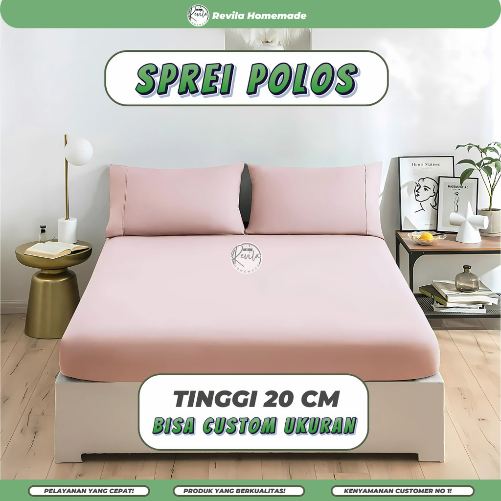 Sprei Polos Ukuran 180X200, 160X200, 120X200 - Sprei Homemade Polos - Sprei Tinggi 20 - Sprei Polos