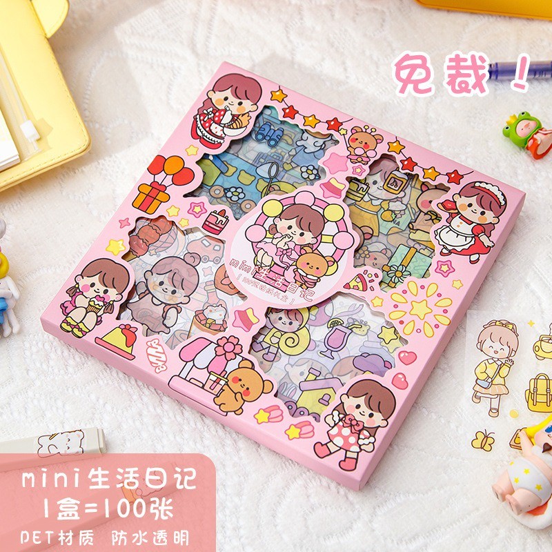 

[SDW] pekanbaru/100 Lembar Stiker Motif Kartun Korea Lucu Anti Air Dekorasi Handbook Scrapbook DIY MURAH MOMO