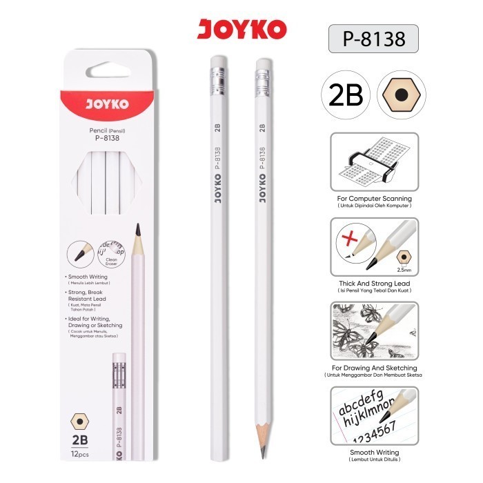 

(12pc) Pencil Pensil Joyko P-8138 2B