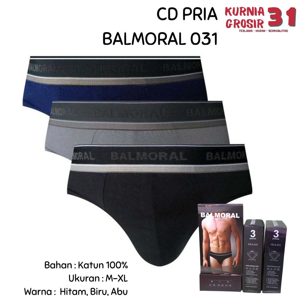 [ISI 3] CD Pria BALMORAL 031 Karet Boxer / Celana Dalam Olahraga Cowok