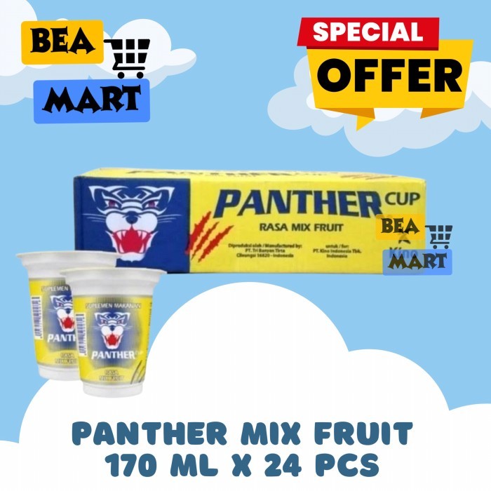 

Panther Cup Minuman Energi 170ml x 24 Pcs | Rasa Mix Fruit Dus Karton