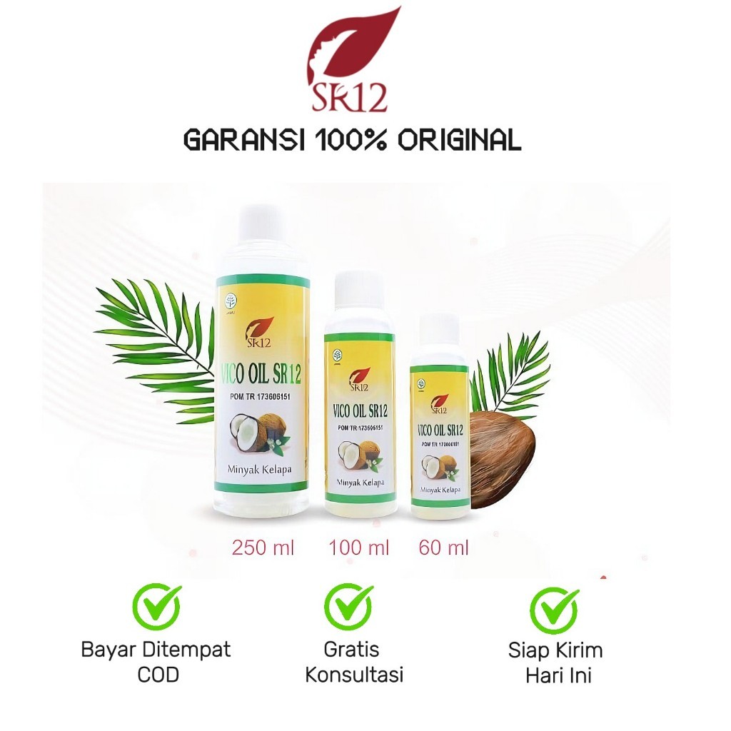 VCO Oil SR12 Original Virgin Coconut Oil Untuk Kesehatan Kulit, Gigi Pencernaan Tulang Luka