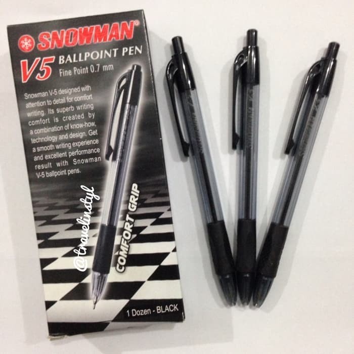 

PRODUK TERLARIS Pulpen Snowman V 5 Hitam/Biru (per Lusin) - Hitam