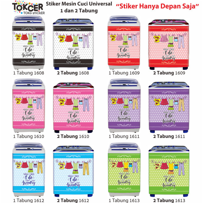 [New Arrival] Stiker Mesin Cuci 1 dan 2 Tabung LAUNDRY - 1Tabung 1608