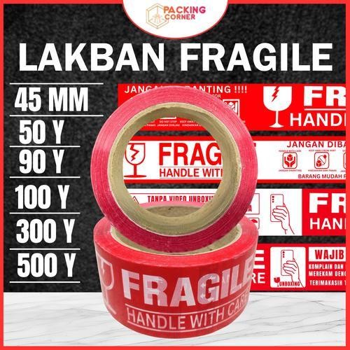 

Lakban Fragile Merah Jangan Dibanting 45mm x 50 90 100 300 500 Yard Plakban Wajib Video Unboxing Merah Putih 2in1 4in1 2" Inci Inch