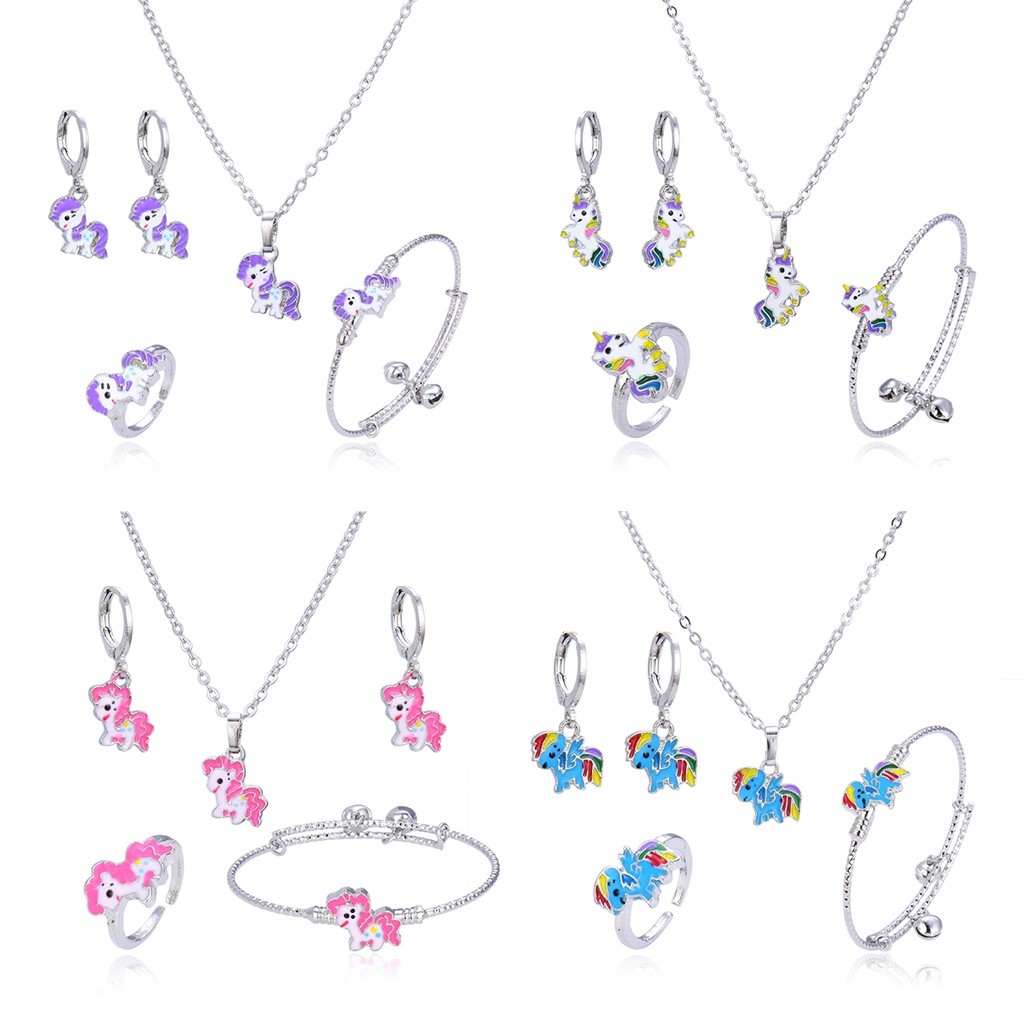 Terlaris Set Perhiasan Titanium Anak Wanita Anti Lapis Emas Karat Isi Love Silver Dan Tidak luntur p