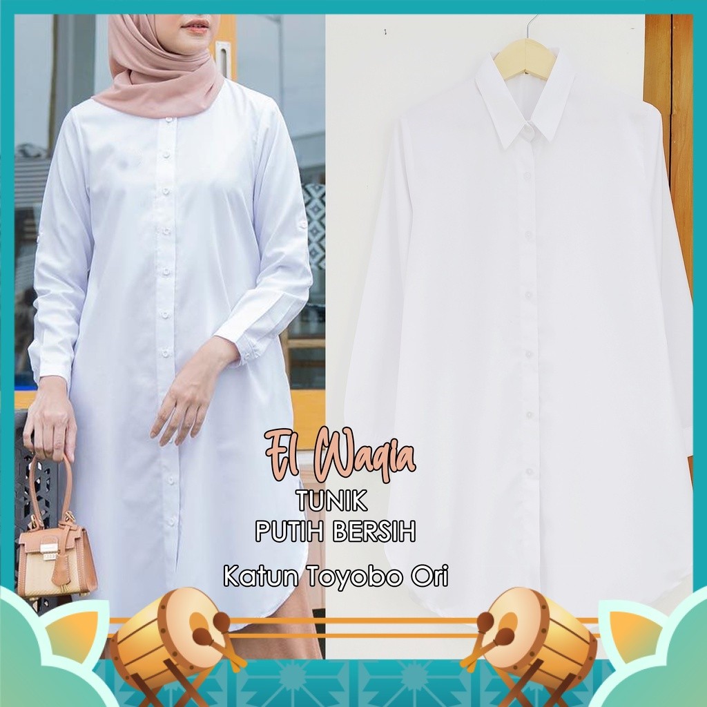 Termurah Tunik Keren / Alila Tunik Putih Bersih Katun Toyobo Baju Kerja Putih Tunik Putih Jumbo