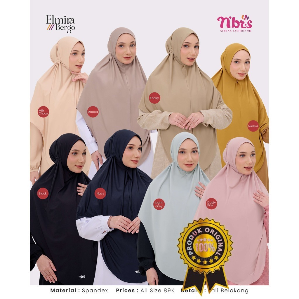 Nibras Kerudung Model Langsung Pakai Elmira Bergo by Nibras Terlaris | Inara28Collection