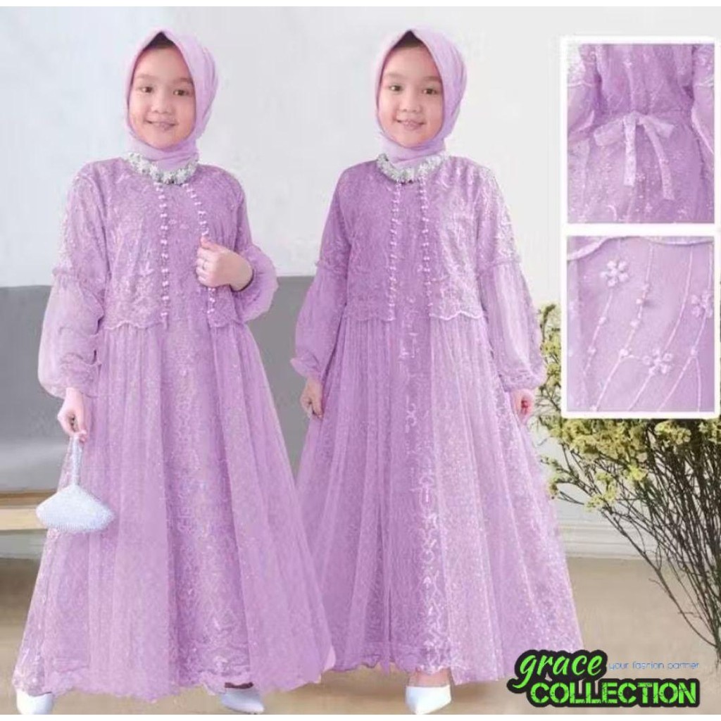 GRAC3COLL JAR16 - GAMIS ANAK BALITA & REMAJA SAABIRA SIZE S - XXXL (3-15TAHUN) / GAMIS LEBARAN ANAK 