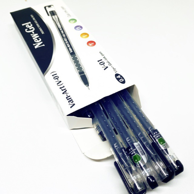(1 Pack) Bolpoin New Gel Van-Art V-01 HITAM (1pack 12pc), gel pen newjell zuixua pulpen apel