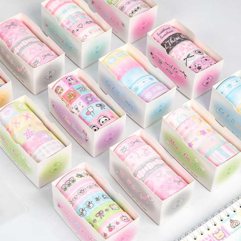 

5Rolls/Set Korean Fine Flash Washi Tape Set Dream Selling Galaxy Cute Girl Sticker Handbook DIY Material Loop Stickers