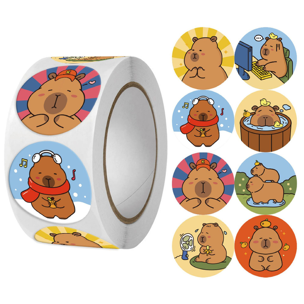 

100-500pcs Capybara Thank You Sticker Cartoon Label Sealing Stationery DIY Decoration Scrapbooking School Supplies