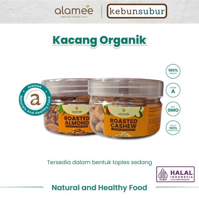 

alamee Premium Roasted Grade A California toples sedang almond mede kacang panggang kebunsubur Kebunsubur