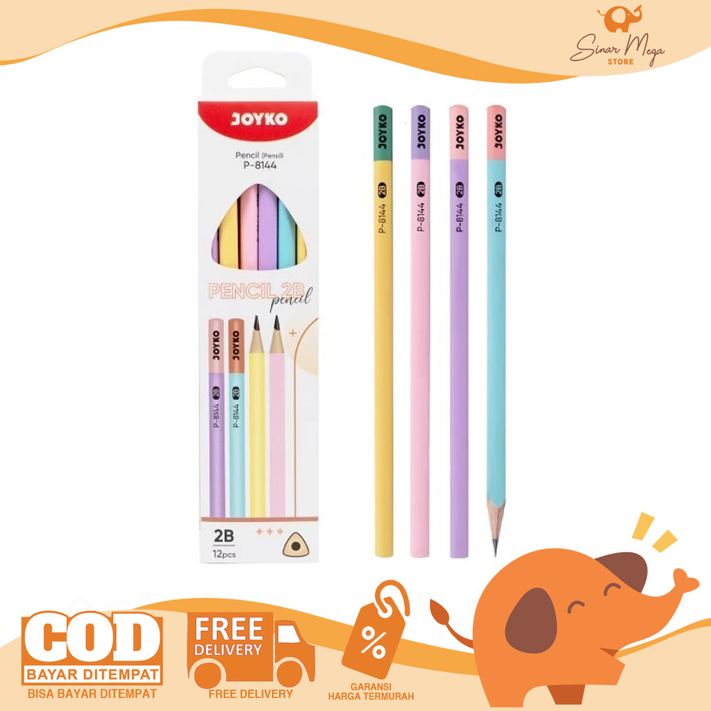 

Joyko Triangle Grip Pencil P-8144 - Pensil 2B Segitiga LUSINAN Pastel Color Murah