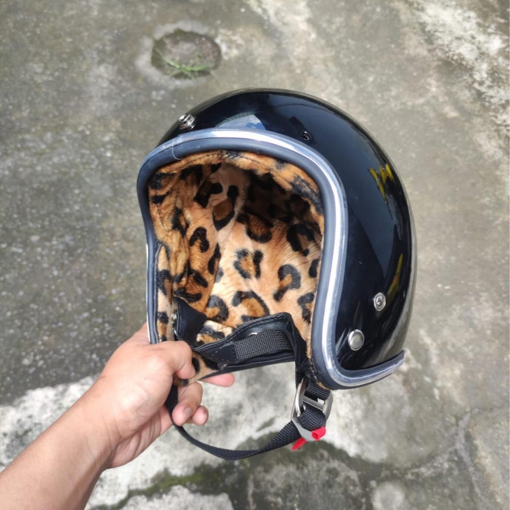 Helm Slimhead Busa Custom Leopard List Chrome Include Pet atau Kaca Venom