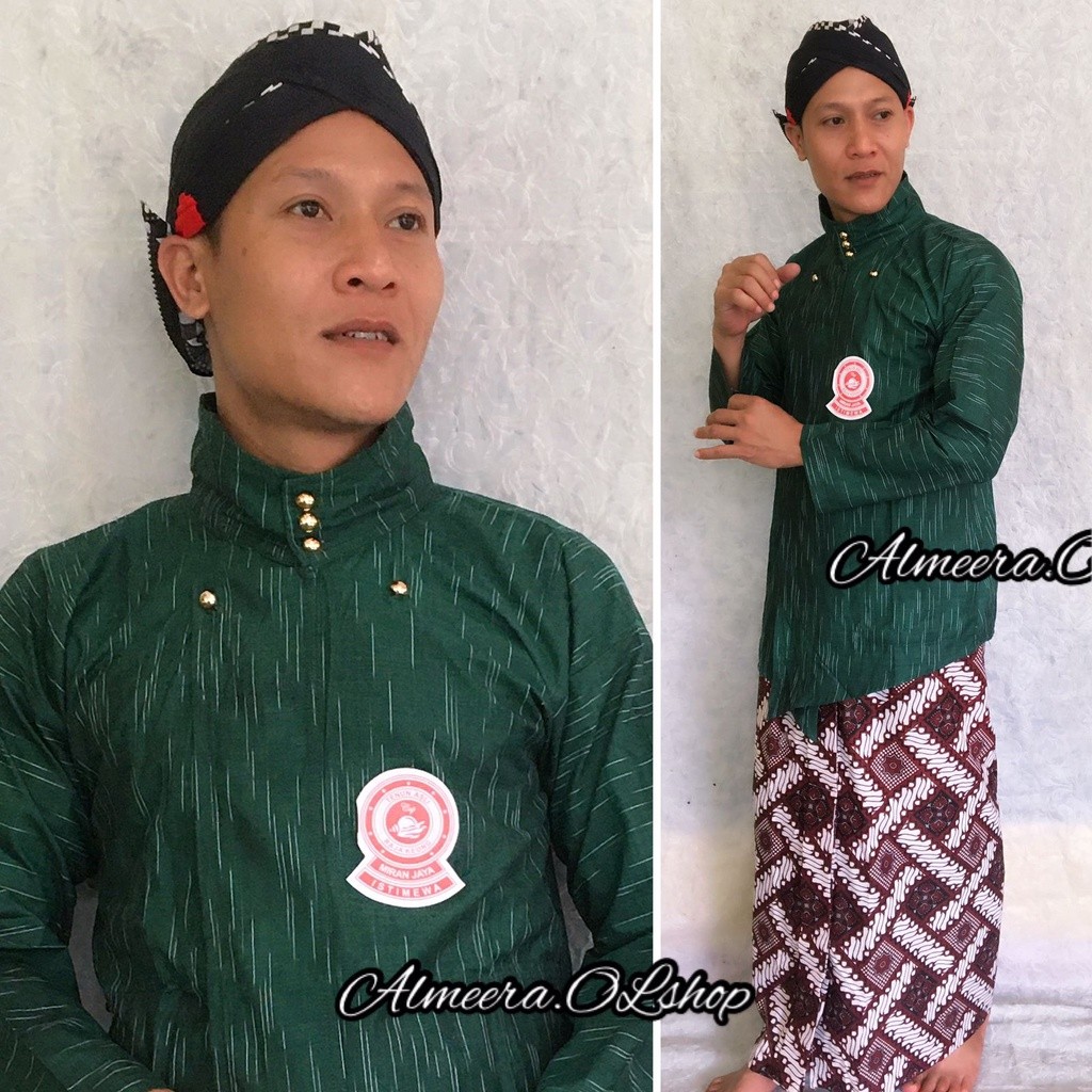 LURIK surjan lurik alusan motif hujan gerimis warna hijau ukuran M - XXXL