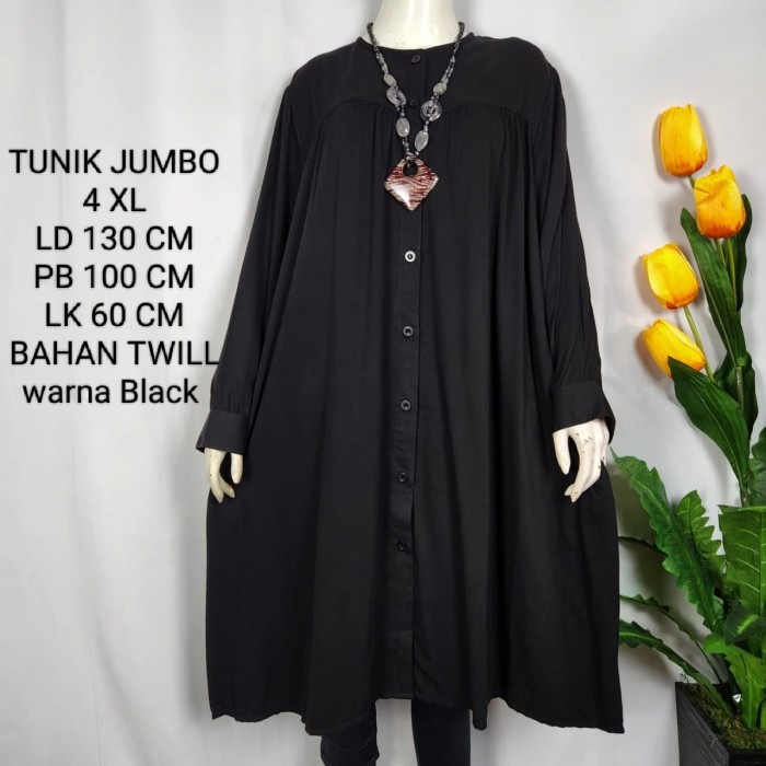 NEW -Long Tunik Jumbo 4XL Model Polos Kekinian