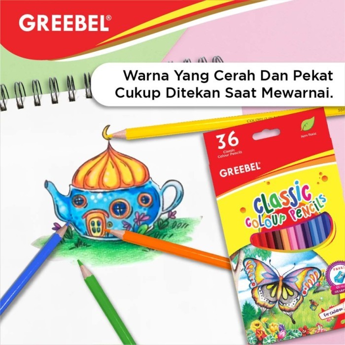 

GREEBEL PENSIL WARNA 7036 CLASSIC COLOR ISI 36 Colouring Color Pencil