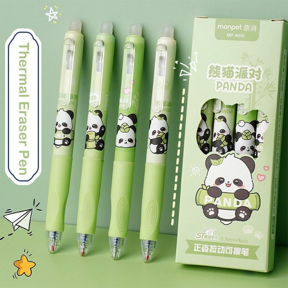 

4PCS Cute Capybara Panda Erasable Pen Blue/Black Ink Aesthetic Thermal Eraser Pen Writing Signature 0.5mm Gel Pen Students