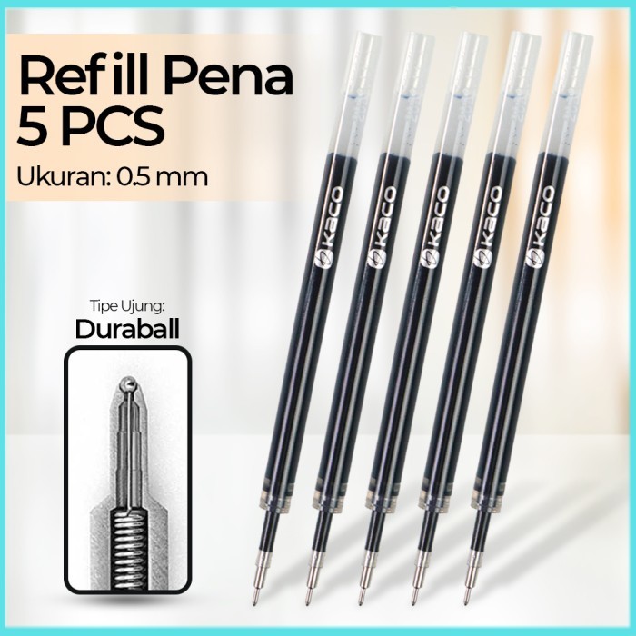 

Isi Refill Pena Pulpen Gel 0.5mm Tinta Hitam 5PCS for KACO Turbo - K1618 - Black - 9LOT1DBK